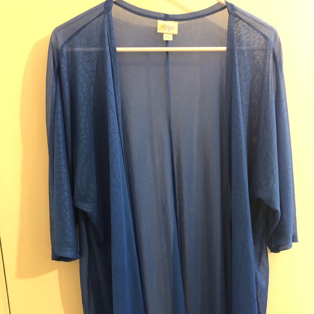 Lularoe Bright Blue Sheer Small Lindsay NWOT